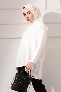 Modalamelif Düşük Kol Ayrobin Bluz Beyaz