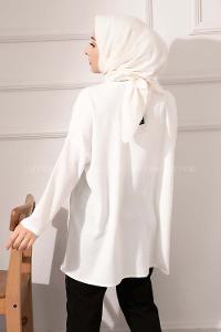 Modalamelif Düşük Kol Ayrobin Bluz Beyaz