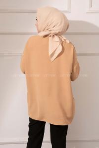 Modalamelif Düşük Kol Ayrobin Bluz Camel