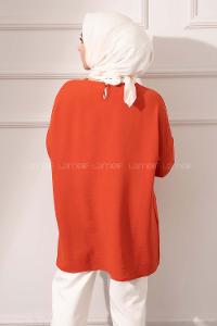 Modalamelif Düşük Kol Ayrobin Bluz Kiremit