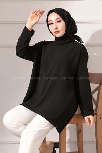 Modalamelif Düşük Kol Ayrobin Bluz Siyah