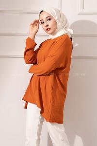 Modalamelif Düşük Kol Ayrobin Bluz Taba