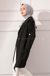 Modalamelif Kapşonlu Salaş Kimono Siyah