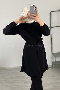 Modalamelif Omuz Fırfırlı İkili Takım Siyah