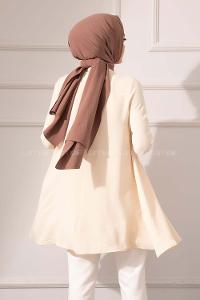 Modalamelif Önü Gizli Düğmeli Volanlı Tunik Taş