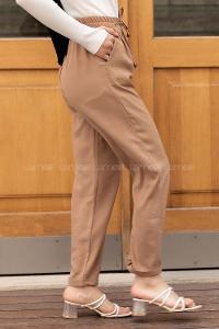 Modalamelif Bel Bağlamalı Duble Paça Pantolon Camel
