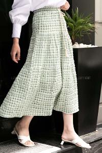 Modalamelif Beli Bağcıklı Gofre Etek Çağla