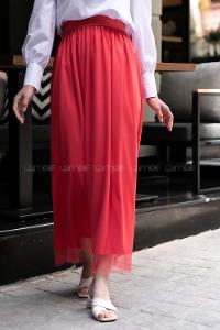 Modalamelif  Beli Lastikli Tül Etek Kırmızı
