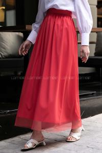 Modalamelif  Beli Lastikli Tül Etek Kırmızı