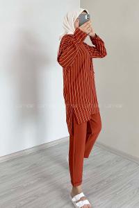 Modalamelif Çizgili İkili Takım Kiremit