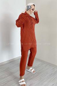 Modalamelif Çizgili İkili Takım Kiremit