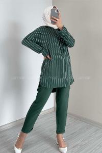Modalamelif Çizgili İkili Takım Yeşil