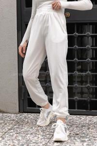 Modalamelif Geniş Kemerli Paça Lastikli Eşofman Ekru