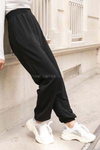 Modalamelif Geniş Kemerli Paça Lastikli Eşofman Siyah