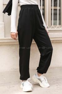 Modalamelif Geniş Kemerli Paça Lastikli Eşofman Siyah