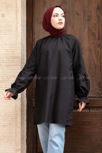 Modalamelif Hakim Yaka Kol Bağlamalı Tunik Siyah