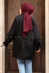 Modalamelif Hakim Yaka Kol Bağlamalı Tunik Siyah