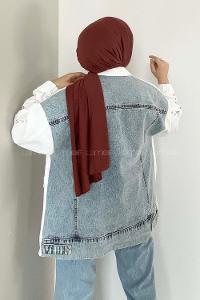 Modalamelif Kol Taş Detaylı Kot Ceket Beyaz