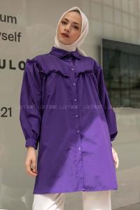 Modalamelif Önü Fırfırlı Gömlek Mor