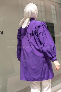 Modalamelif Önü Fırfırlı Gömlek Mor