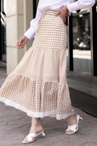 Modalamelif Pötikare Gofre Etek Sütlü Kahve