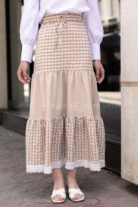 Modalamelif Pötikare Gofre Etek Sütlü Kahve