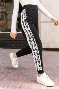 Modalamelif Yanları Baskılı Eşofman Altı Siyah