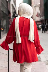 Modalamelif Balon Kol Ayrobin Tunik Kırmızı