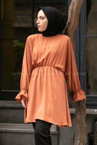 Modalamelif Balon Kol Ayrobin Tunik Somon