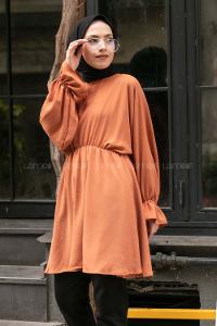 Modalamelif Balon Kol Ayrobin Tunik Somon