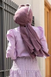 Modalamelif Bel Lastikli Balon Kol Bluz Lila