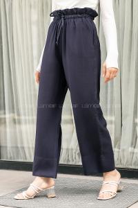Modalamelif Beli Fırfırlı Bol Paça Pantolon Lacivert