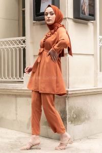 Modalamelif Omuz Fırfırlı İkili Takım Kiremit