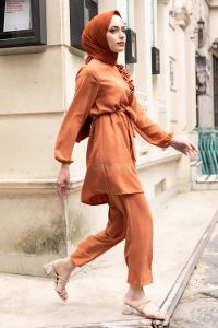 Modalamelif Omuz Fırfırlı İkili Takım Kiremit