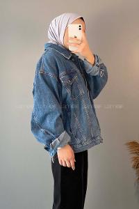 Light Blue Shirt Collar Long Arm Cotton Fabric Denim Jacket