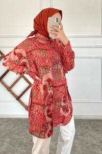 Modalamelif Çiçek Desen Gömlek Fuşya