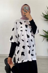 Modalamelif Dalmaçyalı  T-Shirt Siyah Beyaz