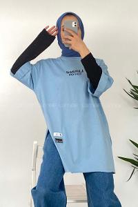 Modalamelif Duble Kol Limited Editıon T-Shirt Açık Mavi