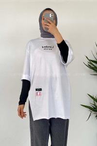Modalamelif Duble Kol Limited Editıon T-Shirt Beyaz