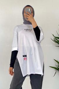 Modalamelif Duble Kol Limited Editıon T-Shirt Beyaz