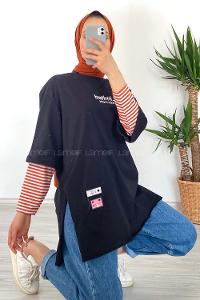Modalamelif Duble Kol Limited Editıon T-Shirt Siyah