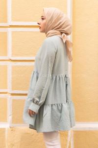 Modalamelif Metal Düğmeli Salaş Tunik Mint