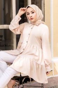 Modalamelif Metal Düğmeli Salaş Tunik Taş