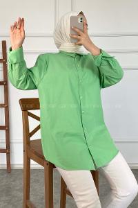 Modalamelif Önü Düğmeli Oversize Gömlek Yeşil