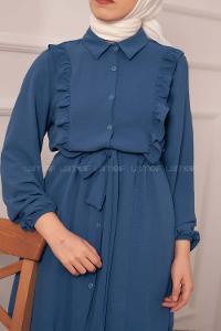 Modalamelif  Önü Fırfırlı İkili Takım İndigo