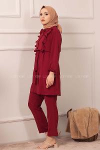 Modalamelif  Önü Fırfırlı İkili Takım Kırmızı