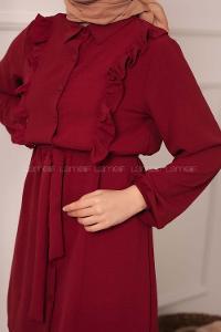 Modalamelif  Önü Fırfırlı İkili Takım Kırmızı