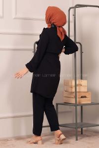 Modalamelif  Önü Fırfırlı İkili Takım Siyah