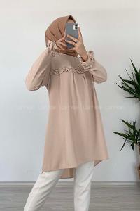 Modalamelif Önü Fırfırlı Tunik Bej
