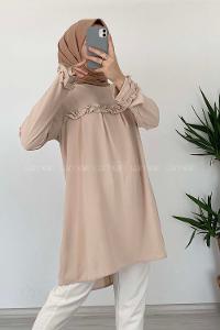 Modalamelif Önü Fırfırlı Tunik Bej